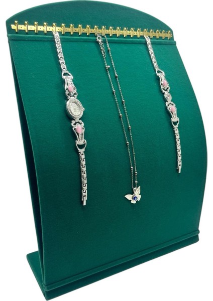 Yerli Üretim Süet Kumaş Yeşil Renk 34 cm / 24 cm Dik Bombeli Takı Standı indirimleri