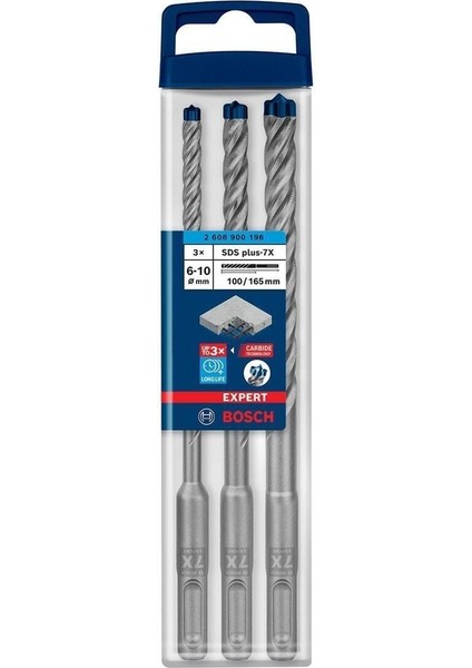 Bosch Ekspert SDS Plus 7X Kırıcı Delici Uç Seti 6/8/10 mm 3 Parça