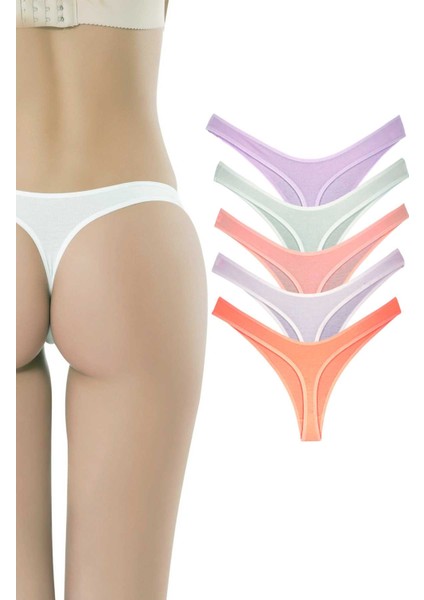 5 Adet Pamuklu Kadın Klasik Tanga Soft Renkler