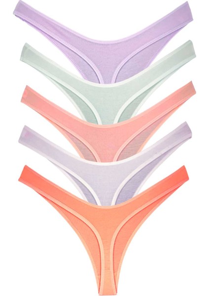 5 Adet Pamuklu Kadın Klasik Tanga Soft Renkler