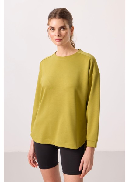 Koyu Hardal Yumuşak Dokulu O Yaka Rahat Form Kadın Tunik Sweatshirt - 97305