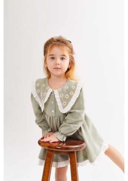 Papatya Nakışlı Kız Çocuk Elbise modelleri
