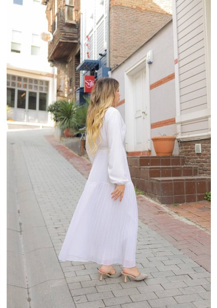 Eteği Piliseli Şifon Elbise fırsatları