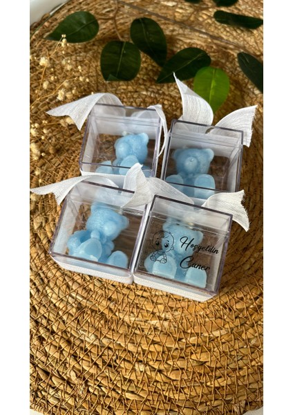 10 Adet Ayıcık Mum - Erkek Kız Bebek Yenidoğan, Doğum Günü, Organizasyon Hediyelik Mika Kutu modelleri