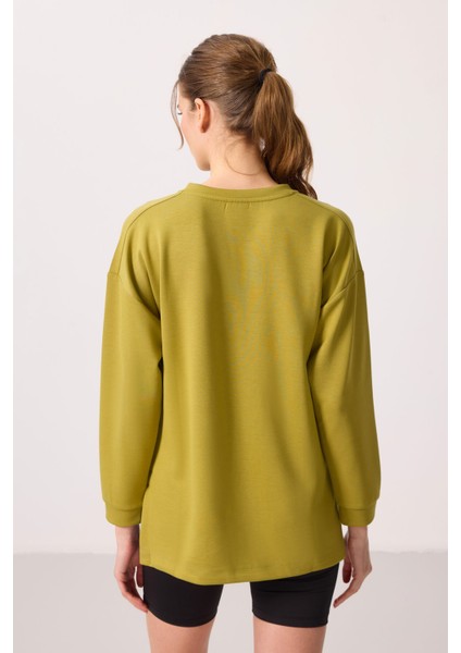 Koyu Hardal Yumuşak Dokulu O Yaka Rahat Form Kadın Tunik Sweatshirt - 97305