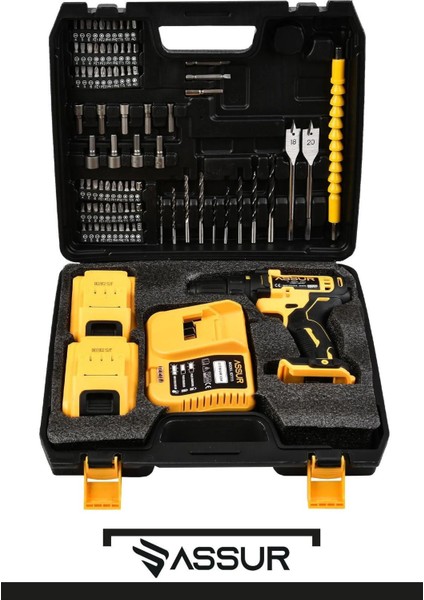 12V 2.0AH Şarjlı Matkap Metal Şanzıman Bakır Sargılı Çift Akülü 84 Parça Set Yüksek Torklu