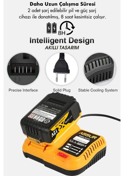 12V 2.0AH Şarjlı Matkap Metal Şanzıman Bakır Sargılı Çift Akülü 84 Parça Set Yüksek Torklu