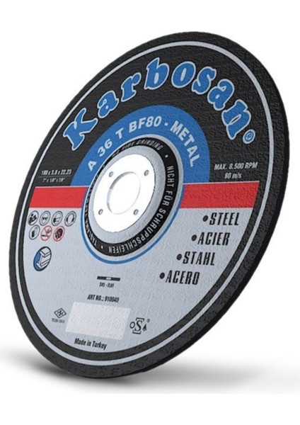 Metal Kesici Taş 180x3x22mm, 2 Yıl Garanti, Türkiye Menşei