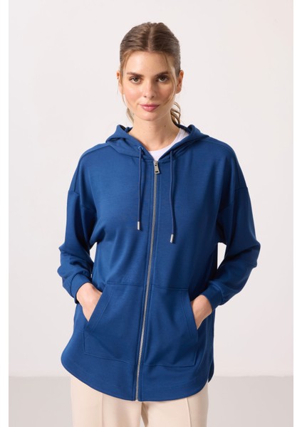 Parlament Yumuşak Dokulu Kapüşonlu Oversize Kadın Tunik Sweatshirt - 97302