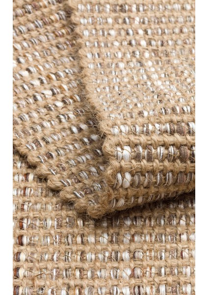 Dh 01 Beıge - Doha - Jüt ve Polyester ile Üretilen Çift Taraflı Modern Kilim
