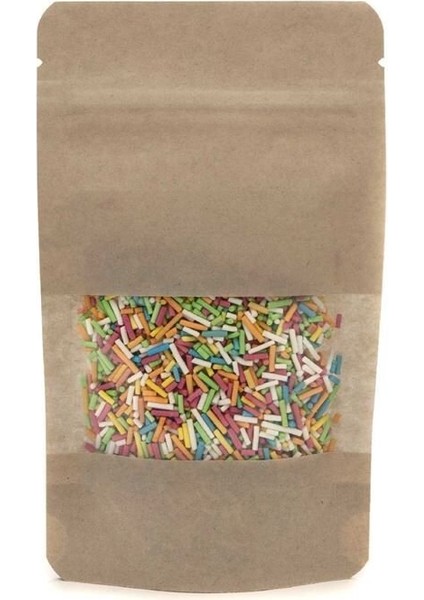Pencereli Kraft Kilitli Doypack Ambalaj 8,5 x 14,5 + 2,5 cm. 50 Gr. -500 Adet