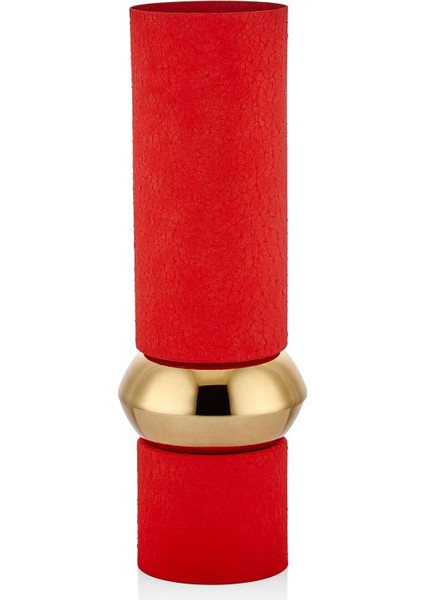 Seta Textured Dark Vazo Silindir Kırmızı Gold 151545 cm