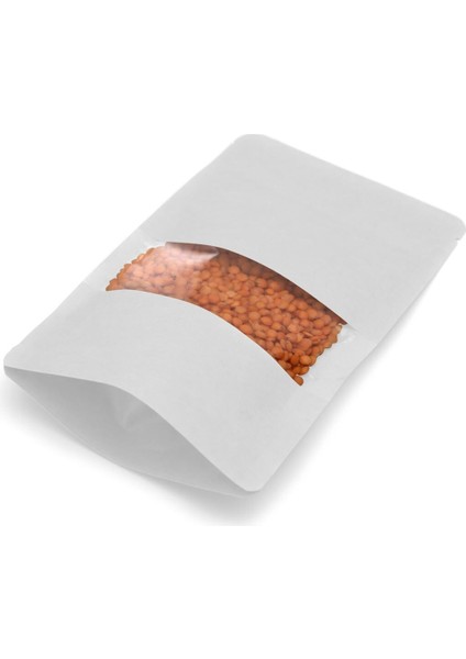 Pencereli Beyaz Kraft Kilitli Doypack Ambalaj 20 x 30 + 5 cm. 1000 Gr. - 500 Adet fiyatları