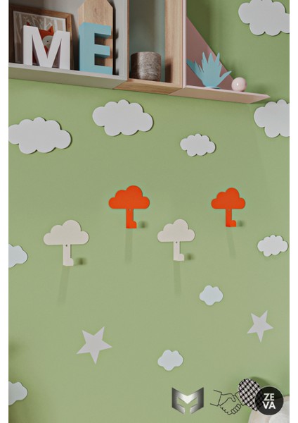 Çocuk Odaları & Banyo Için Metal Bulut Şeklinde 4 Adet Askı - Dayanıklı Tasarım Duvara Monte Askı fiyatları