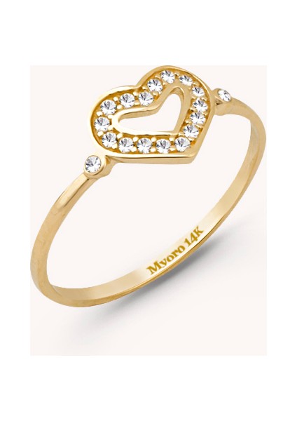 14 Ayar Altın Kalpli Yüzük