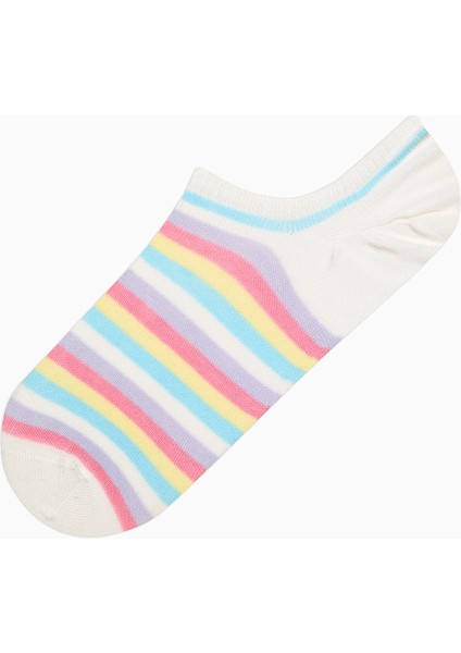 Vibrant Color Line Pembe 3lü Sneaker Çorap