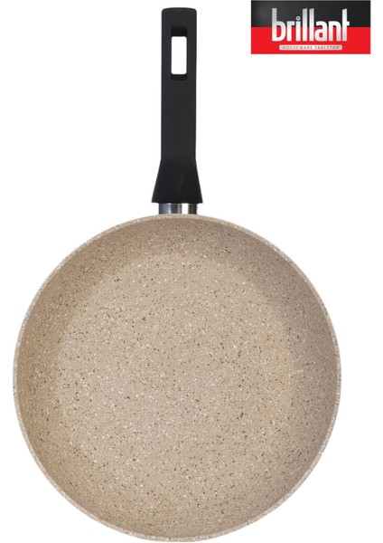 Granit 28 cm Tava Yanmaz Yapışmaz Tava Krem