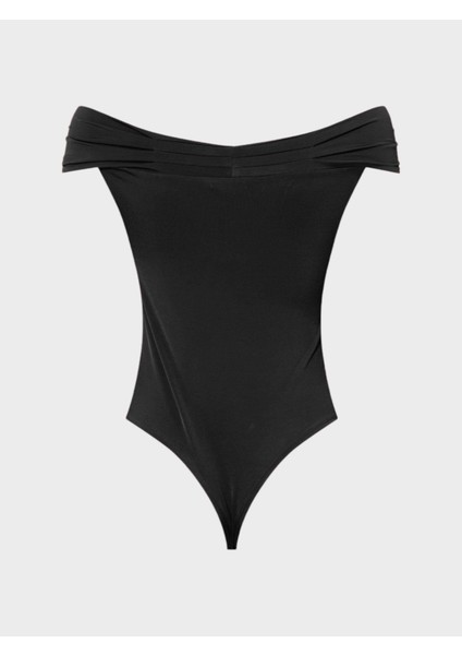 Kayık Yaka Büzgü Detaylı Kolsuz Body - Siyah fiyatları