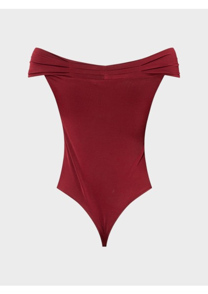 Kayık Yaka Büzgü Detaylı Kolsuz Body - Bordo fiyatları