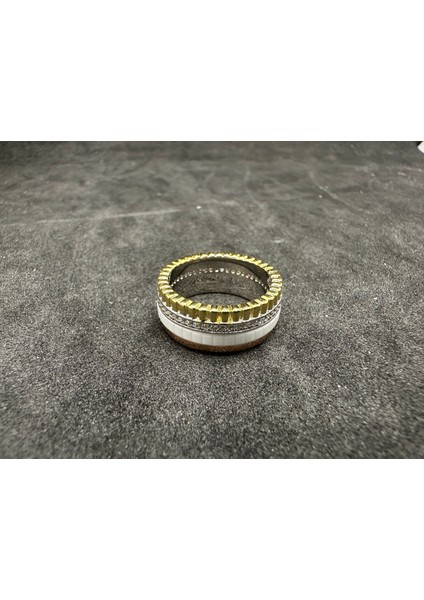 Üç Renk Tamturlu Ortası Dönen Ithal Kadın Gümüş Yüzük fırsatları