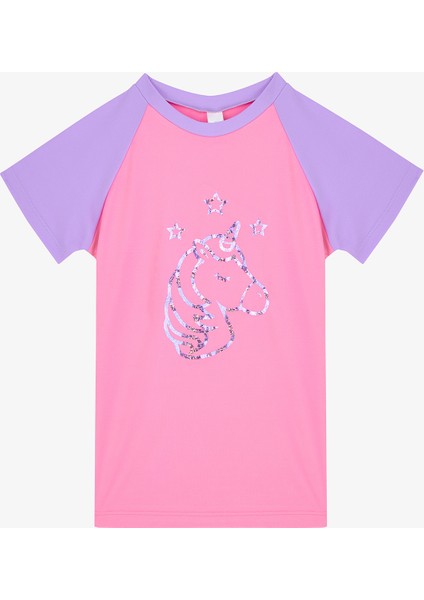 Lila Kız Çocuk Sweet Unicorn Uv Korumalı Üst