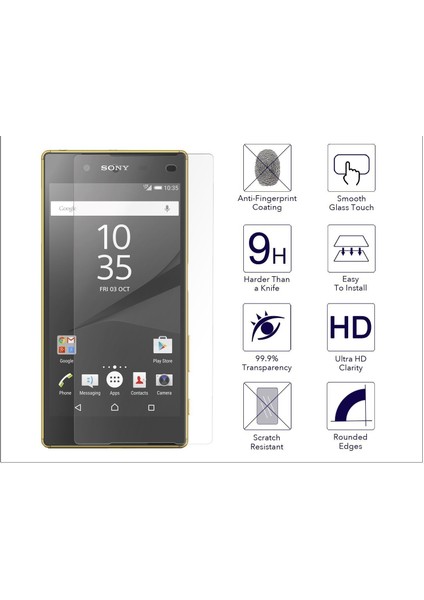 ESLIFETECH26AKSESUAR Sony Xperia Z5 Uyumlu 9h Cam Ekran Koruyucu