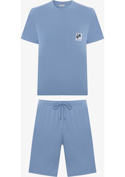 Blue Rooster Mavi Şortlu Pijama Takımı
