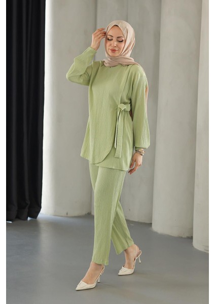 Bağlama Detaylı Takım Mint Yeşili