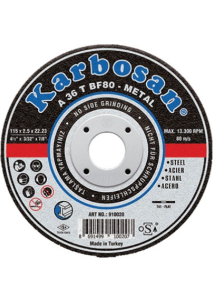 180x3.0x22 Metal Kesme Takım, 25 Adet, 1 Yıl Garanti
