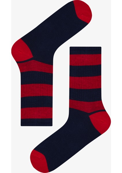 Erkek Lacivert Stripe 3lü Soket Çorap