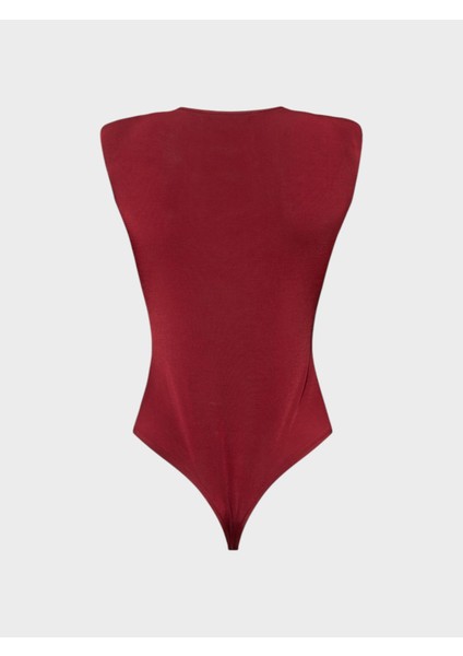 Önü Burgu ve Omuzları Vatka Detaylı Kolsuz Ikonik Body - Bordo fiyatları