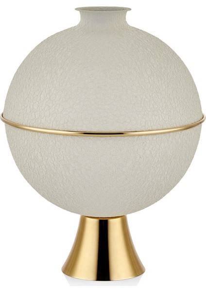 Seta Textured Dark Ayaklı Küre Vazo Cream Gold 262635 cm