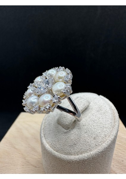 Incili Çiçek Model Ithal Kadın Gümüş Yüzük modelleri