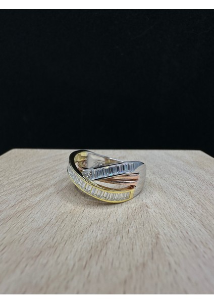 Üç Renk Baget Taşlı Ikili Sarmal Ithal Kadın Gümüş Yüzük fiyatları