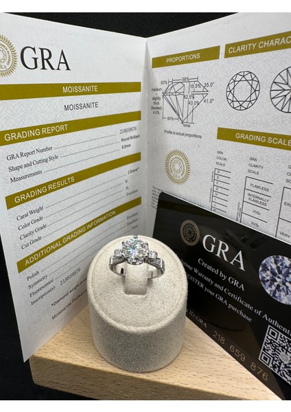 Gra Sertifikalı Mozanit Tektaş Ithal Kadın Gümüş Yüzük