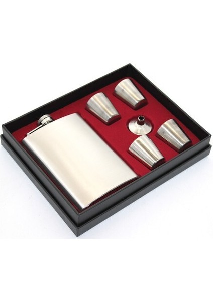 Paslanmaz Çelik 4 Shot Bardaklı Matara Seti Çelik Renk