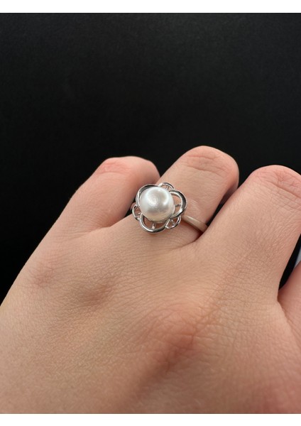 Incili Çiçekli Kadın Gümüş Yüzük modelleri