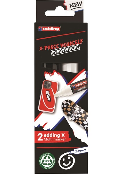 E-6900 Multimaker Çok Yönlü Akrilik Boya Seti Kesik Uçlu Markör 2-10 mm Black & White indirimleri