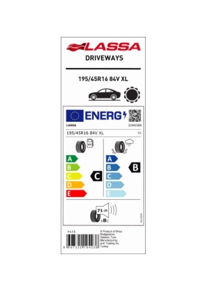 195/45 R16 84V Xl Driveways Oto Yaz Lastiği (Üretim Yılı:2025)