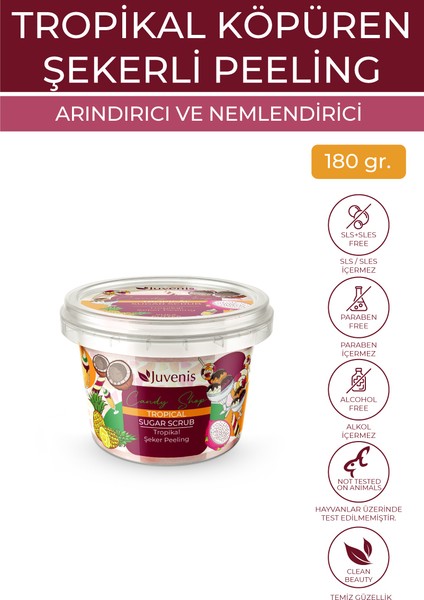 Arındırıcı Nemlendirici Yenileyici Canlandırıcı Ve Köpüren Tropik Meyveli Şekerli Vücut Peelingi