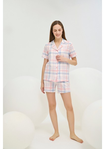 16415 Kadın Düğmeli Şort Takım