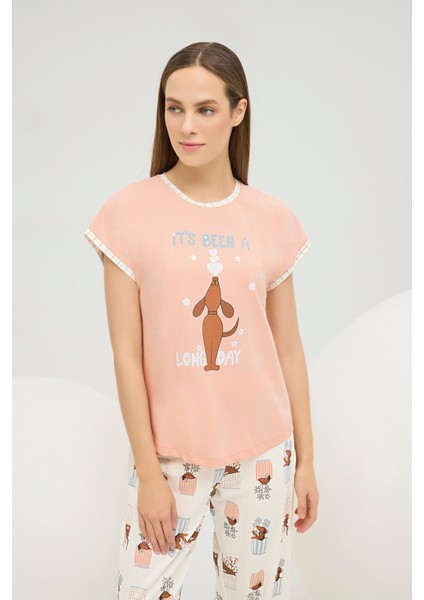 16610 Kadın Baskılı Kısa Pijama Takım modelleri