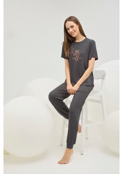 16616 Kadın Baskılı Pijama Takım
