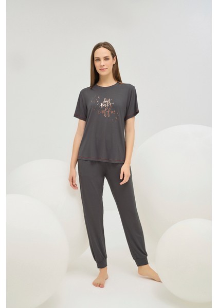 16616 Kadın Baskılı Pijama Takım