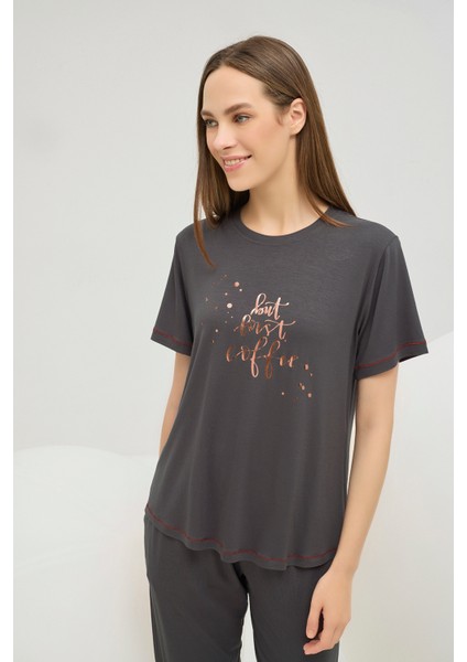 16616 Kadın Baskılı Pijama Takım
