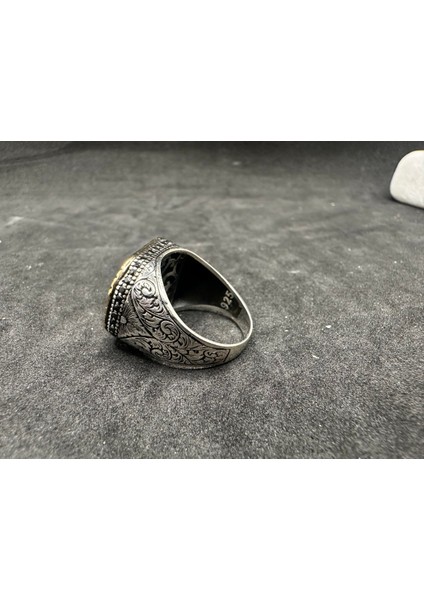 Kalem İşlemeli Ay Yıldız Gümüş Erkek Yüzük fiyatları