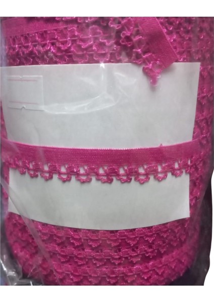 Çamaşır Lastiği Dantelli 1 cm 75 Metre 1 Top Fuşya