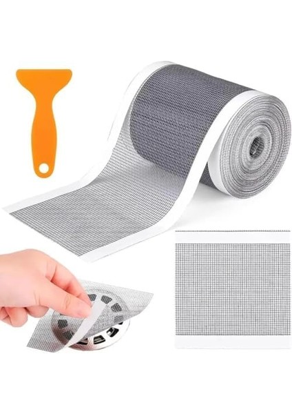 Amaçlı Gider Süzgeci ve Sineklik Tamir Kiti Saç Süzgeci Duş 12CM x 4m Gider Saç Tutucu Tek Kullanımlık Duş Gideri Fileli Gider Süzgeci Plastik Spatula