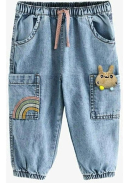 Kız Çocuk Yeni Sezon Objeli Kot Pantolon