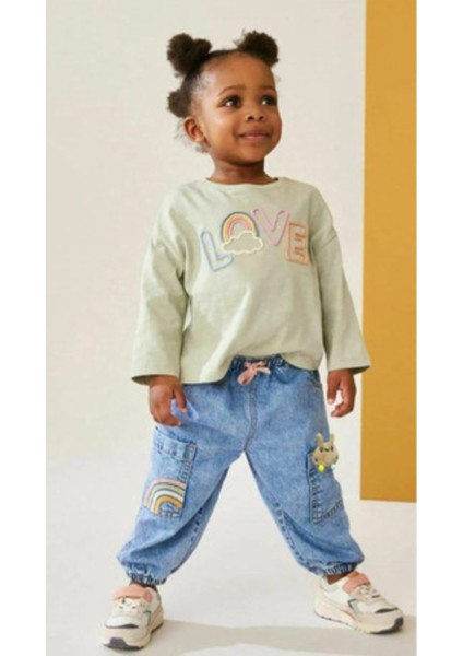 Kız Çocuk Yeni Sezon Objeli Kot Pantolon modelleri